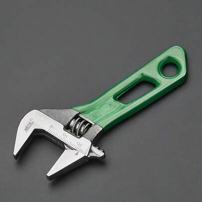1pc/2pcs 4.6in Adjustable Wrench | Wide-Open Short Handle Wrench - Durable Metal Construction For Pipe And Bathroom Maintenance