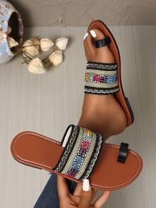 新款女士沙滩人字拖 - 黑色 - 查看 2