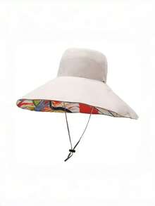 Sombrero de cubo reversible con ala ancha, sombrero de sol estampado para mujer para primavera/verano, versátil y con protección UV a la moda, para playa, vacaciones, días festivos, viajes - Sombrero reversible de ala grande para el sol. - Ver 8