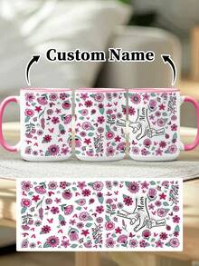 1pc 11oz/15oz Custom Mother's Day Name Mug, Personalized Coffee Cup With Printed Name. The Wrap-Around Pattern On The Mug Can Be Customized With Up To 8 Children Holding Their Mother's Hand. This Mother-Themed Mug With Floral Elements Is An Ideal Gift For Mom And A Unique, Thoughtful Present - 款式3 - 查看 41