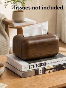 复古木纹塑料纸巾盒套，仿木餐巾架，多功能收纳盒，适用于厨房、卧室、浴室和客厅，棕色设计，优雅实用装饰 - 彩色 - 查看 16