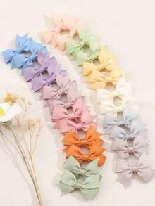 10/24pcs Ribbed Ribbon Bow Hair Clips, Multi-Color Alligator Clips, Women's Daily Fashion Hair Accessories. Claw Clips, Hair Pins, Hair Styling Tools,Travel,Birthday - 24pcs - View 1