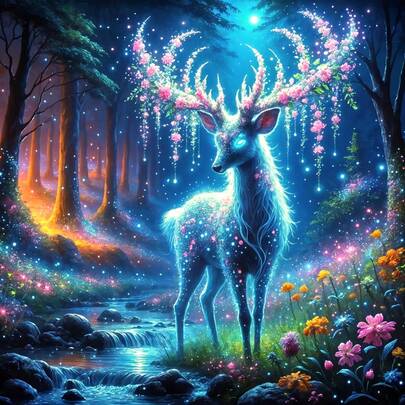 5D圆形钻石画套装，森林守护者，全钻钻石画套装，适合初学者，手工DIY钻石画宝石艺术家居墙面装饰礼品