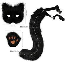 [Free Shipping]Adolala Faux Fur Fox Tail Cat Wolf Set Pl 11ush Mask Fluffy Paw Gloves Halloween Christmas Party For Women - 粉色 - 查看 6