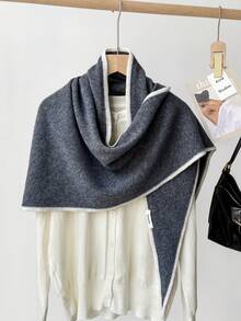 1pc Premium 100% Wool Triangular Knitted Shawl, Versatile Neck Warmer & Fashion Accessory, Ideal Gift - Multicolor 2 - View 16