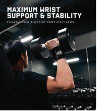 Gymreapers Professional Weightlifting Wrist Wraps With Heavy Duty Thumb Loops - Perfect For Powerlifting Competitions, Strength Training And Fitness - Black - View 8