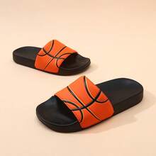 Nuevas sandalias deportivas para niños de primavera/verano, zapatillas tipo zapatilla de baloncesto para niños con estilo slip-on, suela suave antideslizante, uso casual en el hogar para niños mayores - Negro - Ver 4