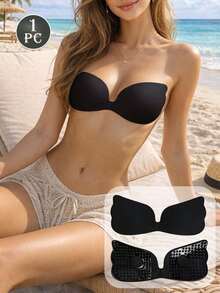 1件隐形聚拢粘性文胸 – 无肩带无背带文胸，透气隐形，适合连衣裙、婚纱和夏季服装。 - 彩色 - 查看 16