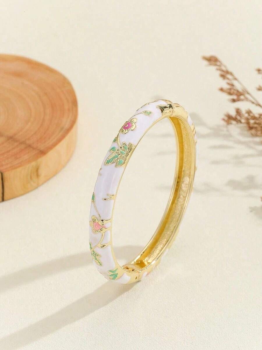 1pc Cloisonne Enamel Droplets Gold Plated Women's Bracelet - 嬰兒藍 - 查看 1