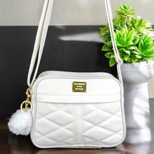 Women's Small Shoulder Bag, Reinforced Crossbody Bag + Keychain, Fashion Blogger Style - trắng - Xem 1