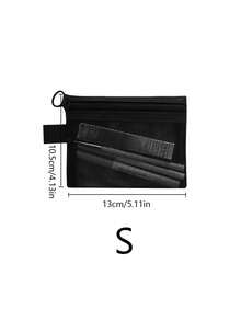 Bolsa de cosméticos de malla transparente, organizador de cables portátil negro, también adecuado para bolsa de artículos de tocador y almacenamiento de escritorio - Multicolor - Ver 8