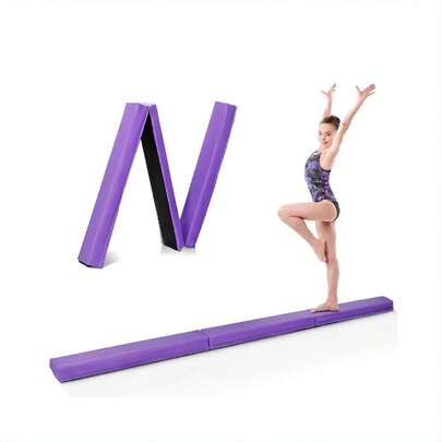 9ft Folding Gymnastics Balance Beam, Extra Firm Foam, Non-Slip, Portable, Home Training Equipment