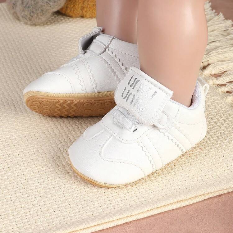 1 Pair Boys' Lace-Up Casual Sneakers, Suitable For Spring & Autumn - White - View 8