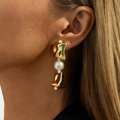 2件套波西米亚复古几何不对称CCB串珠耳环，女士奢华优雅派对、日常休闲、度假、婚礼、节日生日百搭首饰礼品