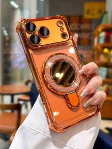 Ốp lưng điện thoại mạ điện trong suốt lấp lánh cao cấp, tương thích với iPhone 17 Pro Max, 17 Pro, 17, 16 Pro Max, 16 Pro, 16, 16, 15 Pro Max, 15 Pro Max, 15 Pro, 15 Pro Max, 14 Pro, 13 Pro Max, 12 Pro Max, 11. Ốp lưng bảo vệ camera trong suốt mạ điện thời trang. - trái cam - Xem 1