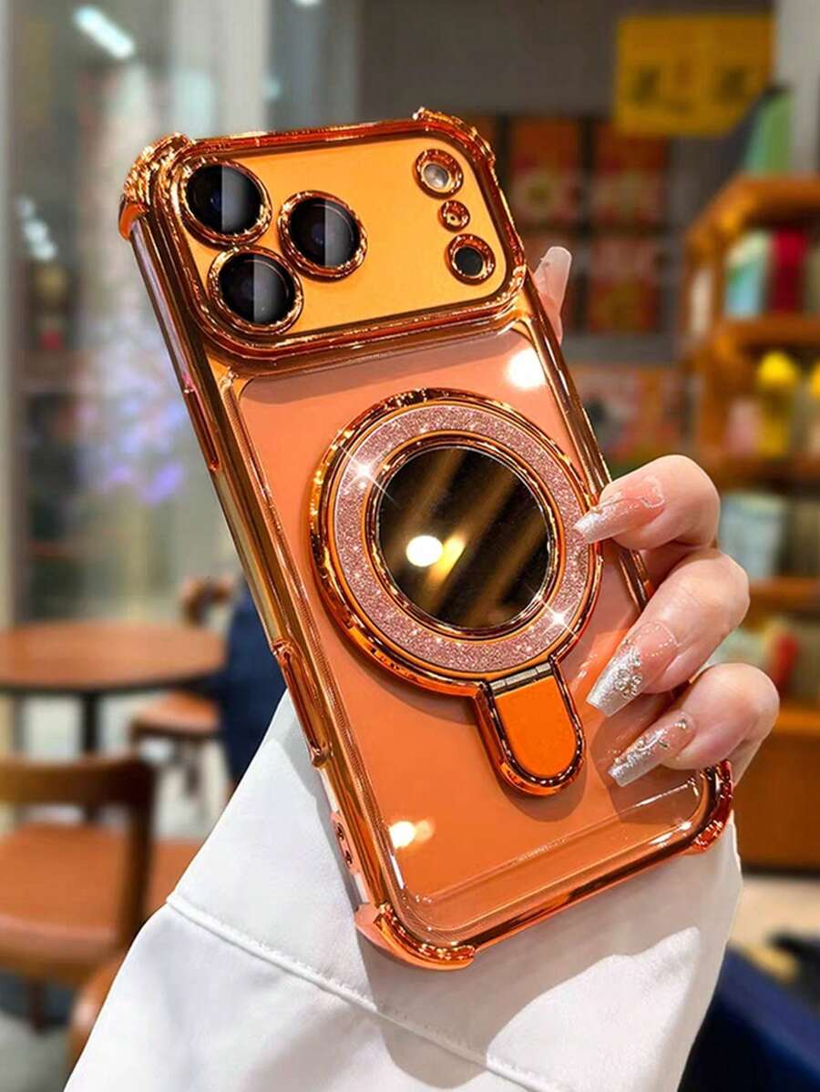 Ốp lưng điện thoại mạ điện trong suốt lấp lánh cao cấp, tương thích với iPhone 17 Pro Max, 17 Pro, 17, 16 Pro Max, 16 Pro, 16, 16, 15 Pro Max, 15 Pro Max, 15 Pro, 15 Pro Max, 14 Pro, 13 Pro Max, 12 Pro Max, 11. Ốp lưng bảo vệ camera trong suốt mạ điện thời trang. - trái cam - Xem 1