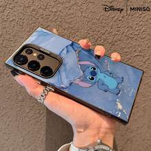 MINISO Disney Stitch Blue Marble Mirror Phone Case, Elegant Cartoon Protective Cover For Samsung S26 Ultra/S26 Edge/S26 Plus/S26/S25 Ultra/S25 Plus/S25/S25FE/S25Edge/S24Ultra/S24Plus/S24/S24FE/S23FE/S23Ultra/S23Plus/S23/S22Ultra/S22Plus/S22/A15/A16/A17/A35/A36//A54/A55/A56/ Stocking Stuffers The Girlfriend - White - View 3