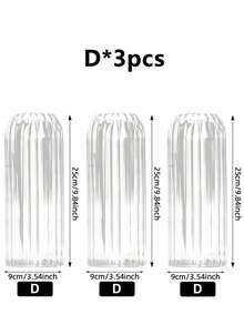 1pc Thick Glass Cylinder Vase, Striped Tall Transparent Vase, Can Be Used As Floating Candle Holder, Suitable For Dining Table Decor, Wedding Home Decoration - Clear - View 13