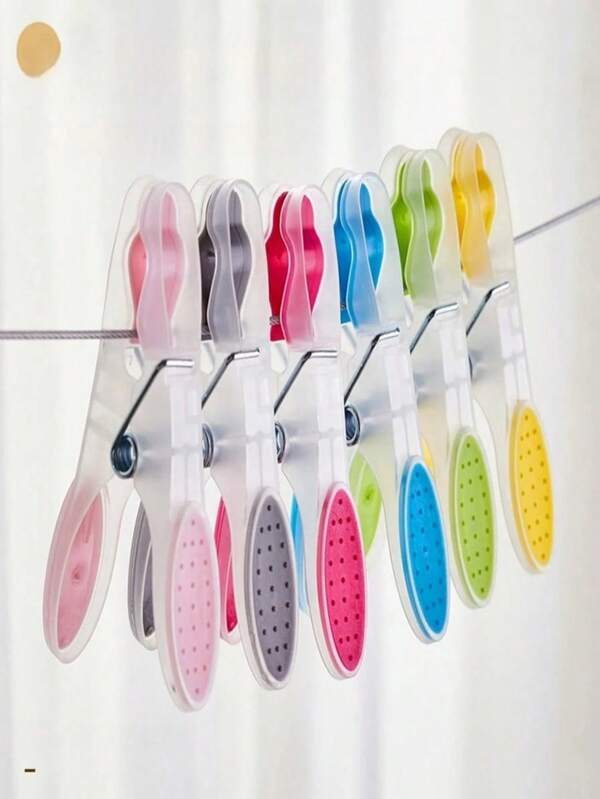 8-Pack Plastic Clothes Clips, Non-Slip Clothes Pegs, Multi-Color Clips, With Soft Padding, Suitable For Towels, Socks, Underwear, And Clothing.