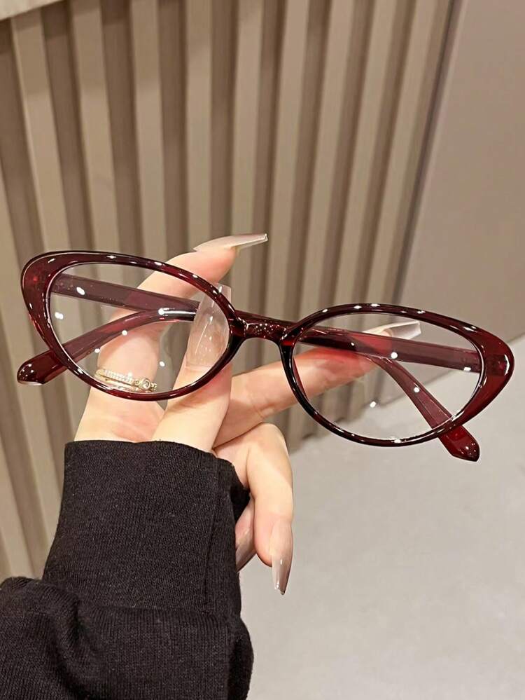 1盒女款貓眼復古透明眼鏡，輕量舒適，Y2K風格，適合開學季、日常配戴與辦公通勤 - 彩色 - 查看 6
