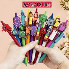 1pc/6pcs/12pcs/18pcs Cute Digit Building Block Ballpoint Pen, Black Quick-Drying Ink, Suitable For School, Home, Office, Classroom Rewards, Student Gifts - Multi-colored Building Block Pen - View 1