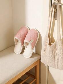 OBOVAY Unisex Solid Color Wavy Pattern Casual Slip-On Slippers, Flat, Lightweight, Portable, Suitable For Indoor, Vacation - Pink - View 6