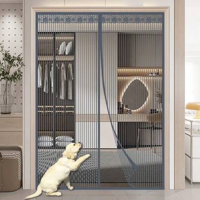 Summer Magnetic Mesh Screen Door, Breathable Anti-Cat/Dog Scratch, Anti-Mosquito, Easy Install No Drilling, Decorative Door Curtain, Full Size Available