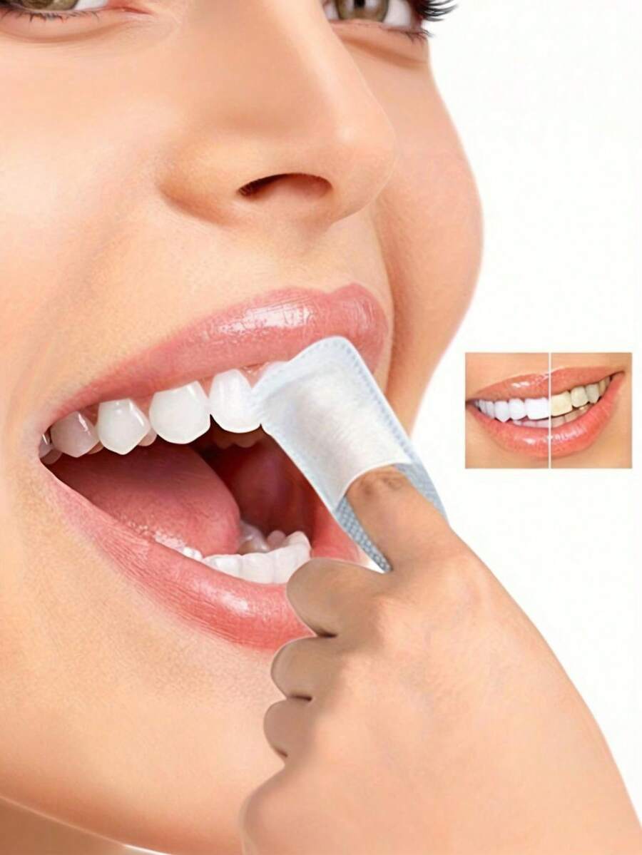 100 khăn lau răng vị bạc hà, khăn lau răng dạng ống tay, khăn ướt làm trắng răng, khăn ướt vệ sinh răng miệng. - Nhiều màu - Xem 1