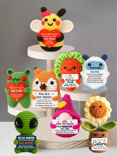 1件手工钩织桌面摆件，异想天开的科幻动植物毛绒玩偶，可爱设计，可作为生日礼物送给闺蜜、女友、姐妹、妈妈、奶奶、同事、家人，传递正能量，适合派对、母亲节、父亲节、感恩节、房间装饰、小礼物、纪念品。