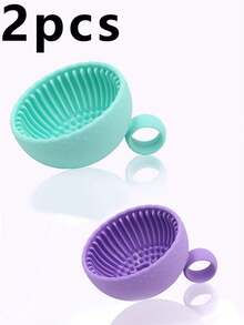 2pcs Portable Silicone Makeup Brush Cleaning Bowl With Cleaning Mat - Foldable Travel Size, Odorless, Suitable For All Makeup Brushes (Face, Eye, Blush), Quick Drying, - Solid Color - View 20