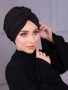 1pc Women's Classic Solid Color Chemo Turban, High Elasticity Pleated Design, Anti-Slip Breathable Headwrap, Multilayer Pleated Style For Hijab Pairing, Soft Comfortable Modal Knit Fabric, Suitable For Daily Wear,Beach,Holiday - Multicolor - View 14