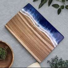 1 chiếc Thớt cắt thủ công họa tiết sóng biển xanh dương, kích thước 14.17x9.84 inch - Chất liệu composite nhựa và gỗ Paulownia, chống trượt, bền chắc, có rãnh thoát nước, quà tặng nhà bếp. - 1PC - Xem 8