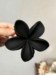 4个/1个装 女士黑色、白色、卡其色、棕色 8.5厘米/3.35英寸 纯色大号塑料花朵发夹，时尚百搭优雅简约风格，适合日常、休闲、派对、通勤、海滩、度假、发型设计、洗脸、化妆、夏季服装配饰 爪夹 沙滩发夹 - 彩色 - 查看 9