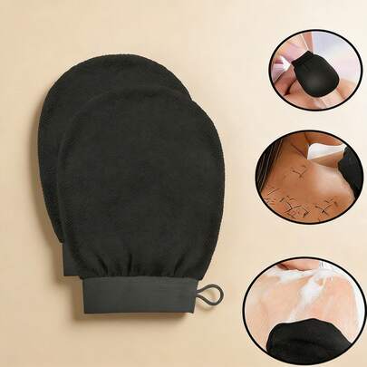 2-In-1 Gentle Exfoliating Bath Gloves, Soft Skin Scrubber Gloves, Shower Scrub Mittens, Back Scrubber Massage Gloves, Bathing Cleaning Supplies, Body Exfoliating Gloves, 1 Pair, Double-Sided Exfoliating Bath Gloves