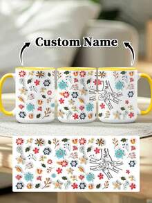 1pc 11oz/15oz Custom Mother's Day Name Mug, Personalized Coffee Cup With Printed Name. The Wrap-Around Pattern On The Mug Can Be Customized With Up To 8 Children Holding Their Mother's Hand. This Mother-Themed Mug With Floral Elements Is An Ideal Gift For Mom And A Unique, Thoughtful Present - 款式4 - 查看 75