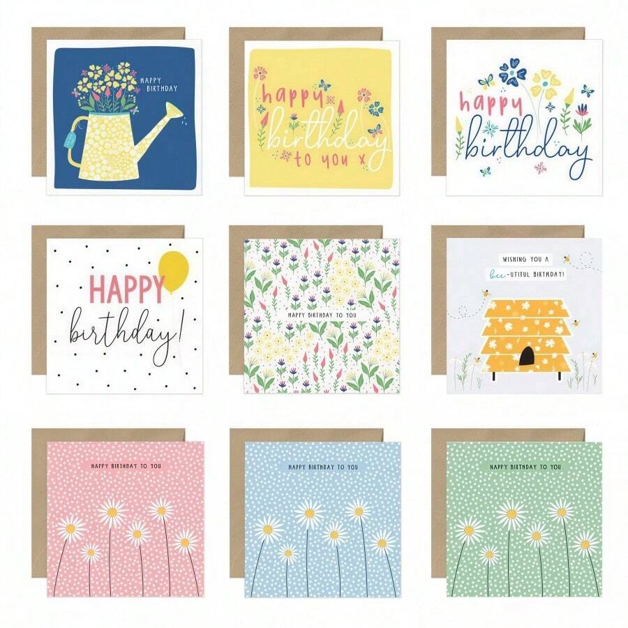 Bộ 1 thiệp (1 thiệp chúc mừng + 1 phong bì) dành cho sinh nhật nữ - Thiệp chúc mừng cao cấp. Thiết kế trang nhã, phù hợp cho cả nam và nữ, màu sắc trung tính, tối giản và tươi sáng. - A - Xem 1
