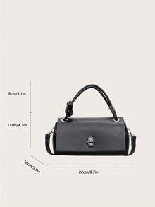 1pc Women's Solid Color PU Bucket Bag, Retro Style With Metal Decor And Twist Lock Closure, Suitable For Commuting, Shopping, And Gift - Black - View 3