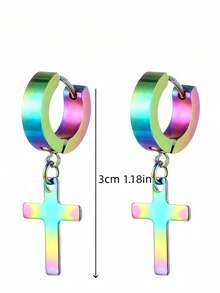 5 đôi khuyên tai vòng bằng thép không gỉ titan, mặt dây chuyền hình thánh giá, khuyên tai vòng nhỏ 12mm, khuyên tai tròn tối giản cổ điển, bộ khuyên tai, bộ khuyên tai bằng thép không gỉ. - Nhiều màu - Xem 7