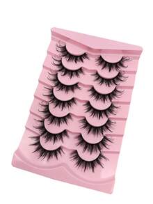 7 Pairs Fluffy 8D Faux Mink Lashes, Sunflower Petal-Like Curly And Voluminous, Eyes Bathed In Sunshine - View 2