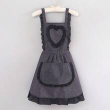 1件可爱蕾丝爱心公主帆布围裙，家用厨房腰围围裙，耐用防污 - 彩色 - 查看 7