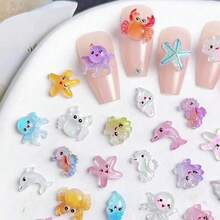 50/100/150pcs Mini Resin Ocean Creature Decorations - Including Fish, Starfish, Seahorse, Crab, Shell Styles - Suitable For Nail Art, Phone Case Decoration, DIY Crafts - Soft Toned Ocean Animal Small Decorations (Random Color/Style) - Multicolor - View 4