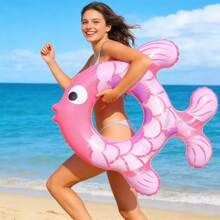 1 chiếc phao bơi bơm hơi hình cá trong suốt chất lượng cao dành cho người lớn, phao bơi hình cá tròn bằng PVC dày, họa tiết hoạt hình sọc, đeo dưới cánh tay. - Nhiều màu - Xem 5