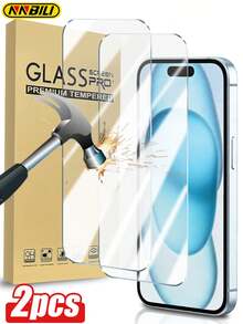 2pcs Full Coverage Tempered Glass Screen Protector For IPhone 14 13 12 11 15 16 17 Pro Max Mini, Also Suitable For IPhone 17e 16e XR X XS MAX 7 8 Plus SE - Clear - View 6