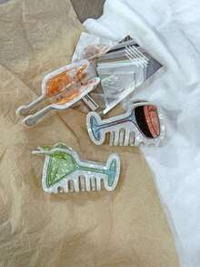 1pc Olive, Coffee, Cocktail, Orange Soda Shaped Hair Claw Clip, New Design, Suitable For Bun Hairstyle Decoration, Holiday Gift Fall Winter Hair Clip Hair Accessories For Women For Vacation Outfits Woman Elegant Hair Clutch Summer Beach - Nhiều màu - Xem 2