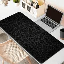 Black & Gray Textured Extra Large Mouse Pad, Gaming Desk Mat, Big Keyboard Pad, Washable, Rubber Non-Slip Bottom, Stitched Edge, Gift Mouse Pad, Desk Protector, Study Pad, Multiple Sizes Available, Computer Keyboard Mat, Laptop Pad - Black and Gray Texture - View 3