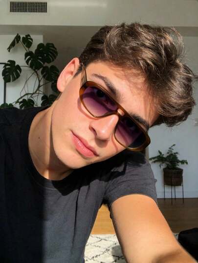 1 pieza Gafas de moda para hombre Nuevas gafas retro de alta calidad con doble puente estilo Wayfarer, versátiles y clásicas, adecuadas para actividades al aire libre, pesca, conducción, para el verano