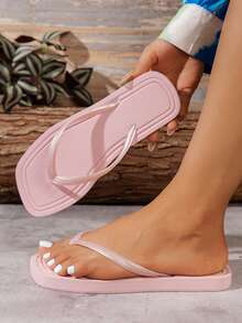Women's Spring/Summer Soft Comfortable Open Toe Thong Flip Flops For Outdoor, Vacation, Beach, Bathroom - Pink - View 11