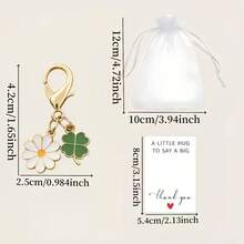 30pcs Spring Daisy & Clover Keychain Set - Delicate Floral Hanging Decor For Men & Women, Includes (10 Keychains + 10 Cards + 10 White Bags) Lobster Clasp Zinc Alloy Chain Bag Charm, Suitable For Easter, Thanksgiving, St. Patrick's Day, Mother's Day Gifts, Floral Favors & Birthday Presents Gifts For Mother, Father, Graduation, And Teacher - 10 Keychains + Cards + 10 Bags - View 3
