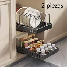 Asnews 2 Pot, Bowl, And Utensil Finishing Racks, Adjustable Baking Racks, Pot Lid Racks, Expandable Kitchen Finishing Racks With Dividers, Countertop Storage, Cabinet Storage For Pots, Pans, Cutting Boards, Pot Lids, And Baking Utensils - View 1
