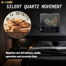 1 Piece, 10inch, Cat Sleeping On A Wooden Surface, Wooden Home Silent Wall Clock - 2D Flat Print, Suitable For Decorating Restaurants, Kitchens, And Cafes, Easter, Valentine's Day Gift (AA Batteries Not Included),Mothers Day Gift,Living Room,Alarm Clock,Reloj De Pared Para Sala,Dorm Decor,House Deocr,Kitchen Deccor - Style/Multiple Colors/10in/25cm - View 13